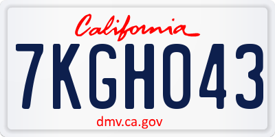 CA license plate 7KGH043