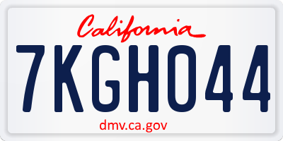 CA license plate 7KGH044