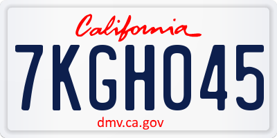 CA license plate 7KGH045