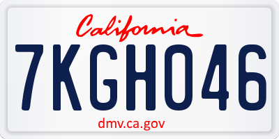 CA license plate 7KGH046