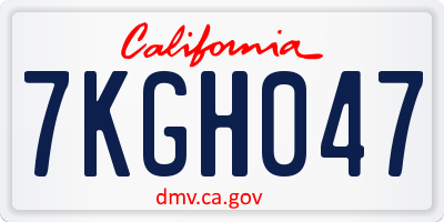 CA license plate 7KGH047