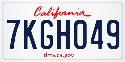 CA license plate 7KGH049