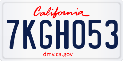 CA license plate 7KGH053