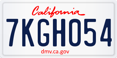 CA license plate 7KGH054