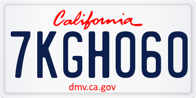 CA license plate 7KGH060