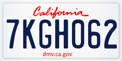 CA license plate 7KGH062