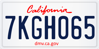 CA license plate 7KGH065