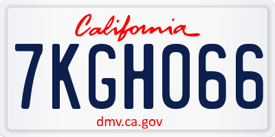 CA license plate 7KGH066