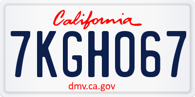 CA license plate 7KGH067