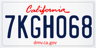 CA license plate 7KGH068