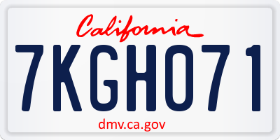 CA license plate 7KGH071