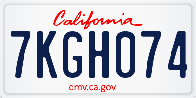 CA license plate 7KGH074