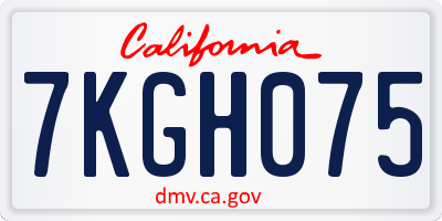 CA license plate 7KGH075