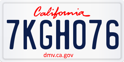 CA license plate 7KGH076
