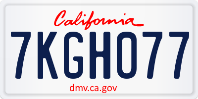 CA license plate 7KGH077