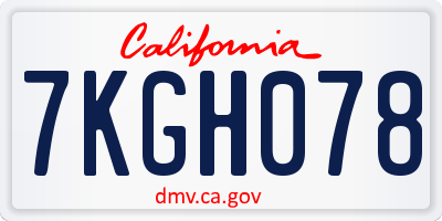 CA license plate 7KGH078
