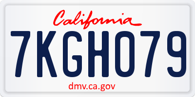 CA license plate 7KGH079