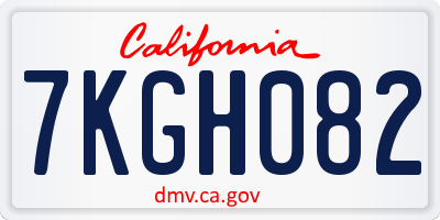 CA license plate 7KGH082