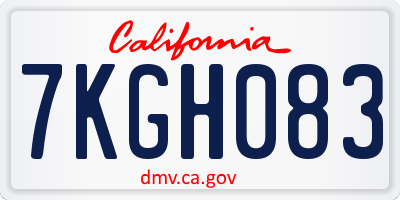 CA license plate 7KGH083