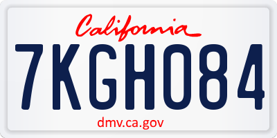 CA license plate 7KGH084