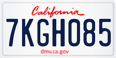 CA license plate 7KGH085