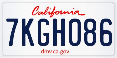CA license plate 7KGH086