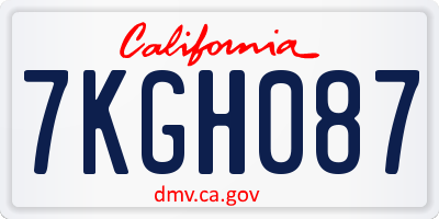 CA license plate 7KGH087