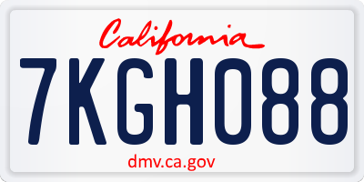 CA license plate 7KGH088