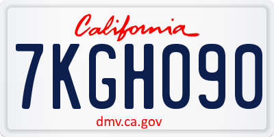 CA license plate 7KGH090