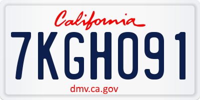 CA license plate 7KGH091