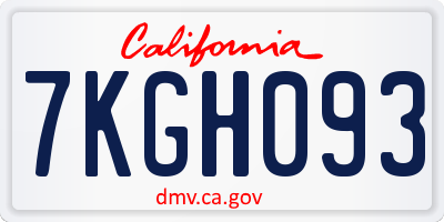 CA license plate 7KGH093