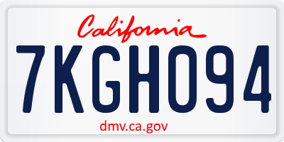 CA license plate 7KGH094