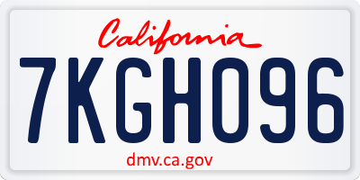 CA license plate 7KGH096