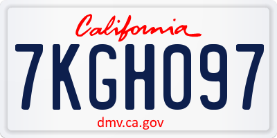 CA license plate 7KGH097