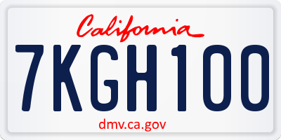 CA license plate 7KGH100