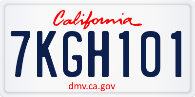 CA license plate 7KGH101