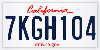 CA license plate 7KGH104