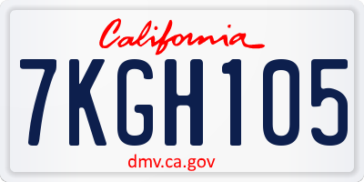 CA license plate 7KGH105
