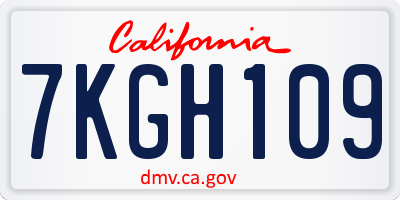 CA license plate 7KGH109