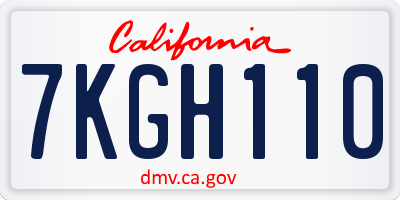 CA license plate 7KGH110