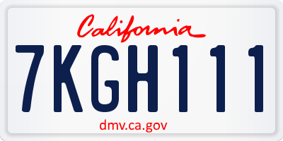 CA license plate 7KGH111