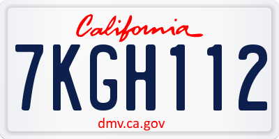 CA license plate 7KGH112