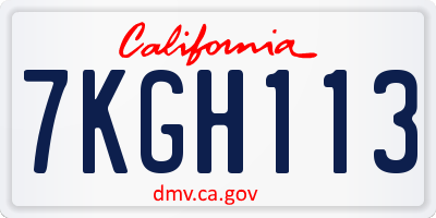 CA license plate 7KGH113