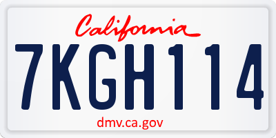 CA license plate 7KGH114
