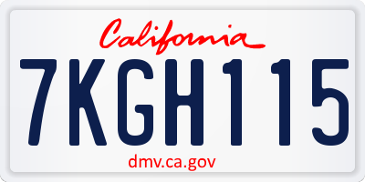 CA license plate 7KGH115
