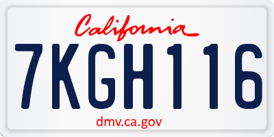 CA license plate 7KGH116