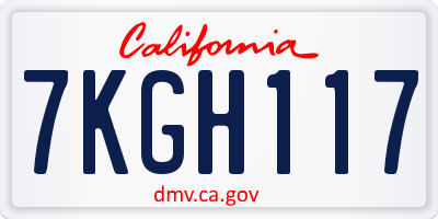 CA license plate 7KGH117