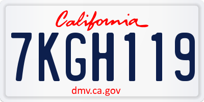 CA license plate 7KGH119