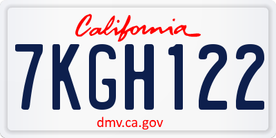 CA license plate 7KGH122