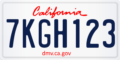 CA license plate 7KGH123